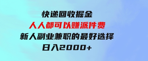 快递回收掘金，人人都可以赚派件费，新人副业兼职的最好选择，日入2000+-黑马创业网