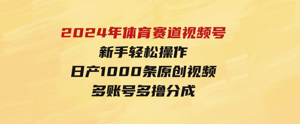 （9810期）2024年体育赛道视频号，新手轻松操作，日产1000条原创视频,多账号多撸分成-黑马创业网
