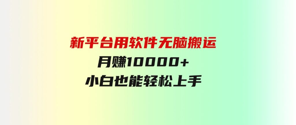 （9745期）新平台用软件无脑搬运，月赚10000+，小白也能轻松上手-黑马创业网