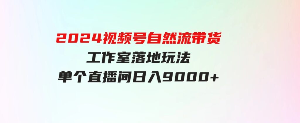 （9709期）【蓝海项目】2024视频号自然流带货，工作室落地玩法，单个直播间日入9000+-黑马创业网