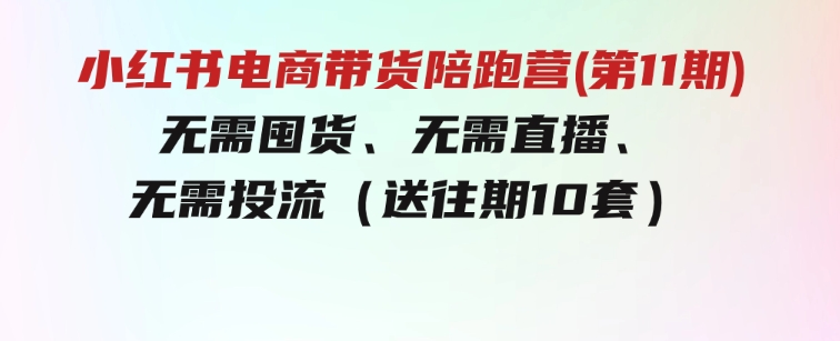 小红书电商带货陪跑营(第11期)无需囤货、无需直播、无需投流（送往期10套）-黑马创业网