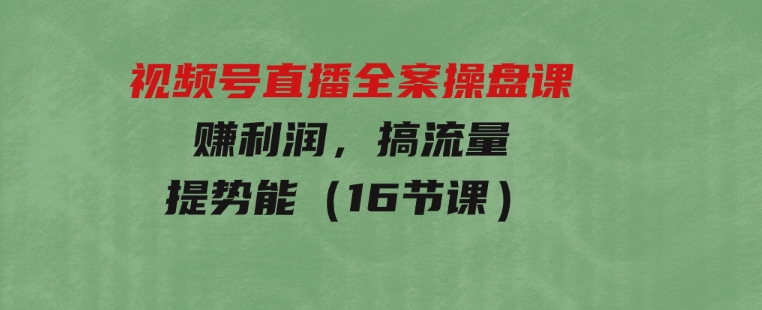 视频号直播全案操盘课，赚利润，搞流量，提势能（16节课）-黑马创业网