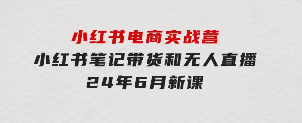 小红书电商实战营：小红书笔记带货和无人直播，24年6月新课-黑马创业网