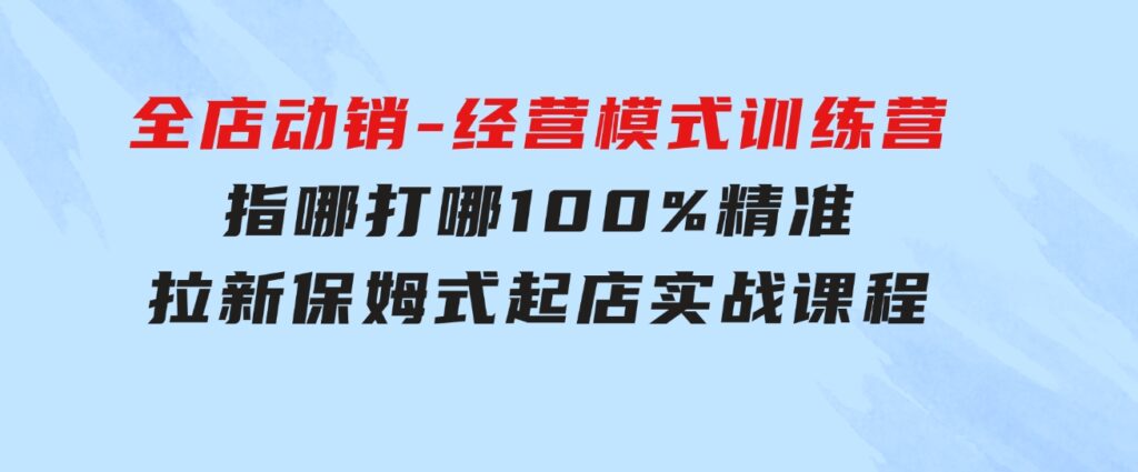 全店动销-经营模式训练营，指哪打哪100%精准拉新保姆式起店实战课程-黑马创业网