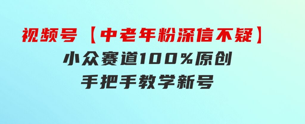 视频号【中老年粉深信不疑】小众赛道100%原创手把手教学新号3天收益…-黑马创业网