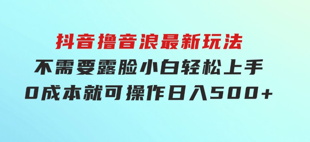 抖音撸音浪最新玩法，不需要露脸，小白轻松上手，0成本就可操作，日入500+-黑马创业网