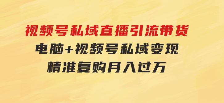 视频号私域直播引流带货：电脑+视频号，私域变现，精准复购，月入过万…-黑马创业网