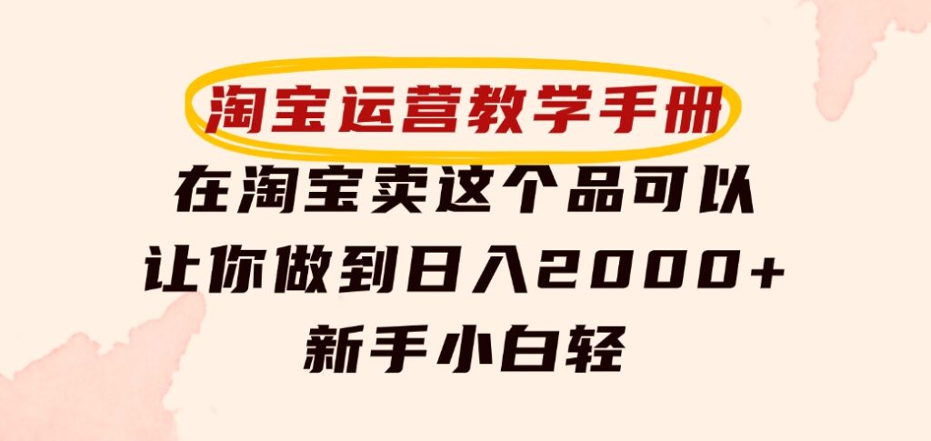 淘宝运营教学手册，在淘宝卖这个品可以让你做到日入2000+，新手小白轻-黑马创业网