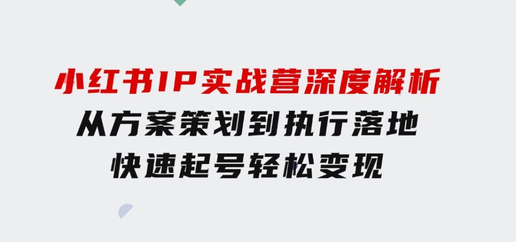 小红书IP实战营深度解析：从方案策划到执行落地，快速起号轻松变现-黑马创业网
