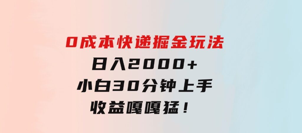 0成本快递掘金玩法，日入2000+，小白30分钟上手，收益嘎嘎猛！-黑马创业网