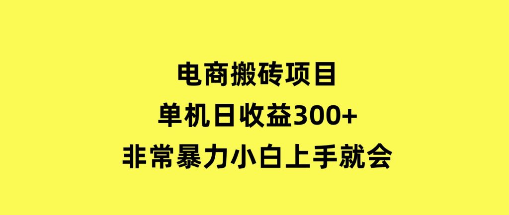电商搬砖项目，单机日收益300+，非常暴力，小白上手就会-黑马创业网
