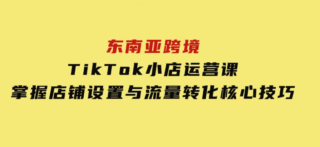 东南亚跨境TikTok小店运营课，掌握店铺设置与流量转化核心技巧-黑马创业网