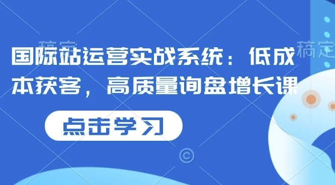 国际站运营实战系统：低成本获客，高质量询盘增长课-黑马创业网