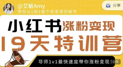 艾敏19天小红书涨粉变现特训营-黑马创业网